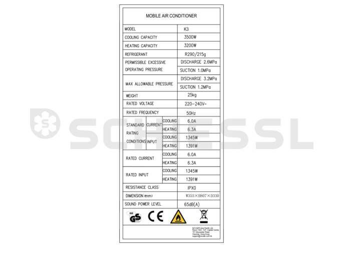 Novaer Klimagerät mobil K3 3,5 kW R290