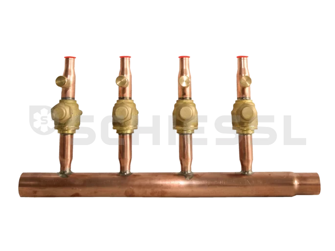 Refrigerant distributor middle piece 28mm with 4 valves 10mm