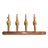 Kältemittelverteiler Endstück 42mm mit 4 Ventilen 16mm