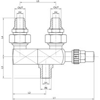 AWA shuttle valve S30W with 2 connection nipple AN R 1/2"