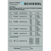 Adhesive label for refrigeration systems EU 517/2014 F-Gase Ver./Kyoto-Protocol