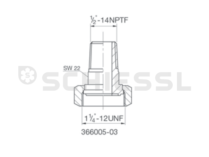 Bitzer Adapter f.Druckentlastungs-Ventil 1-1/4"x1/2'-14NPTF AG