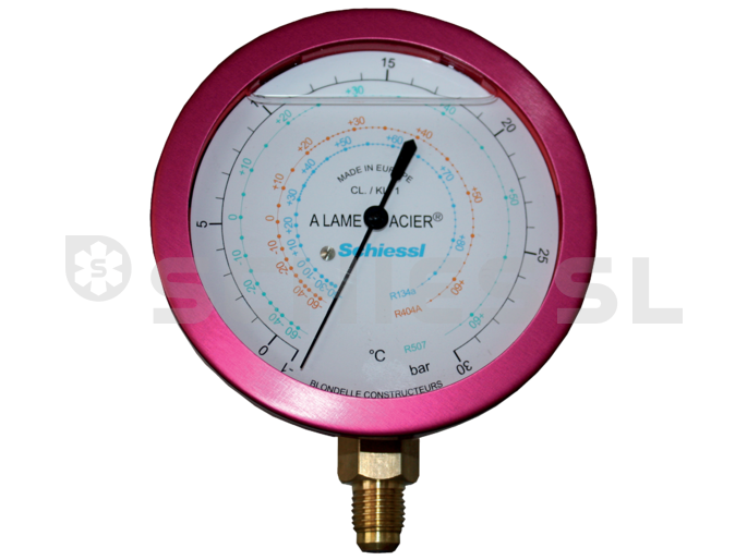 Blondelle pressure gauge -1/+30bar 80mm R448a / R449a oil-filled