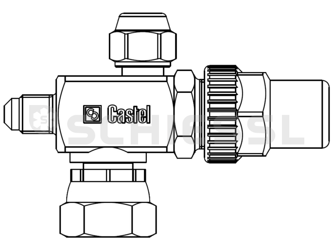 Castel rotalock valve 1" x 12mm + 1/2" solder 6320/4