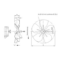 EBM fan blades D = 250mm 22 degrees suction (V)