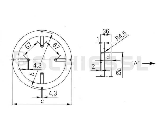 EBM wall ring D = 230mm pushing (A) 52553-2-4037