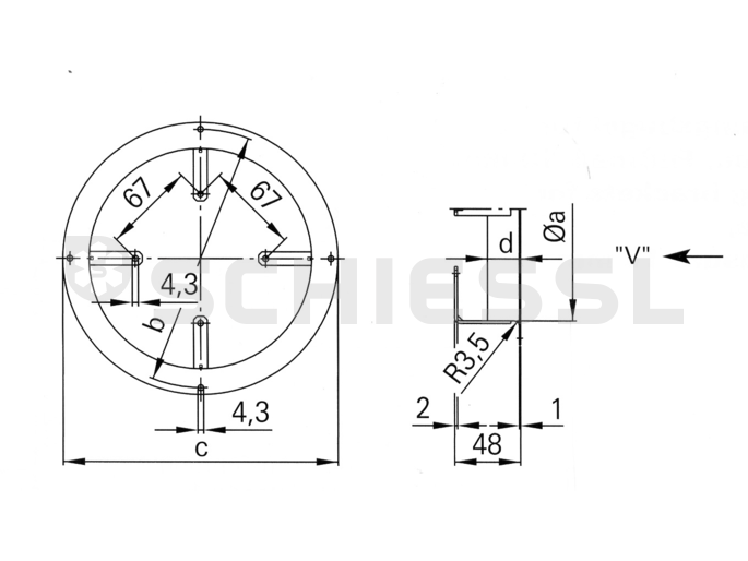 EBM wall ring D = 230mm suction (V) 52545-2-4037