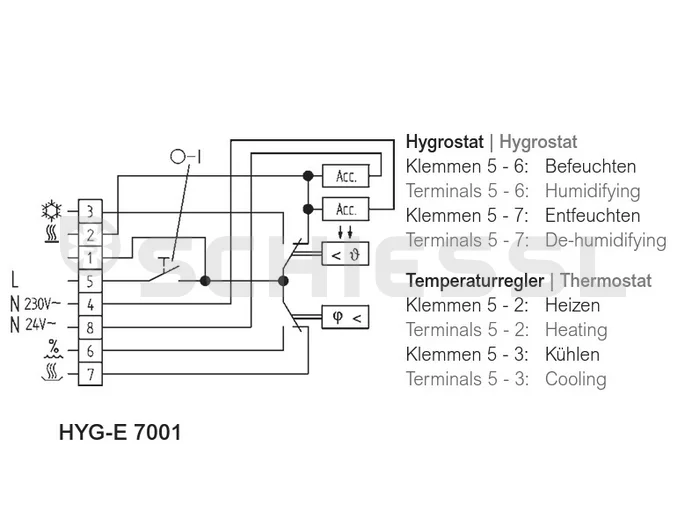 Eberle hygro-thermostat HYG-E 7001 35/100% r.h. 10/ 35C