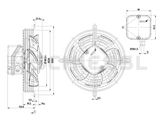 Güntner Ventilatoreinheit kompl. 230V VT03088U S3G200-AD01-55  (EC-Motor)