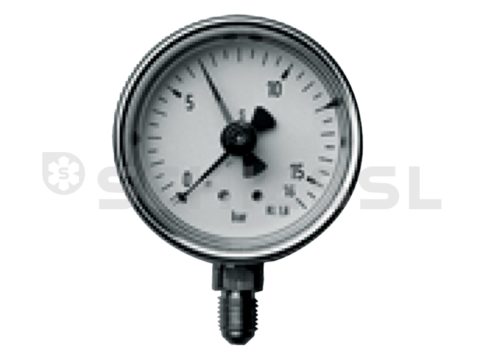 Hansa manometer with drag pointer f. Overpressure safety valve 7/16''