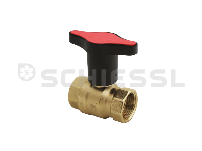 Herz Kugelhahn m. verlängerter Knebe rot PN25, DN32