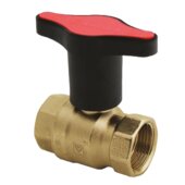 Herz Kugelhahn m. verlängerter Knebe rot PN25, DN25