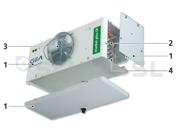 Küba Luftkühler Decke/Wand market plus SPAE 011D m. Heizung