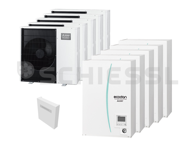 Mitsubishi Waermepumpen Set 5x PUZ-WM60VAA 5x ERPX-MD 1x PAC-IF071B