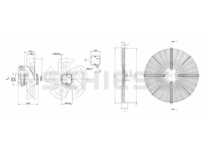 ECO Ventilatoreinheit 230 A4E450-BA09-01 f. TKE (MN173003) 230V / 4 POL
