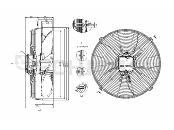 ECO Ventilatoreinheit 230 FG045-6ES.2F f. TKE (MN173004) 230V / 6 POL