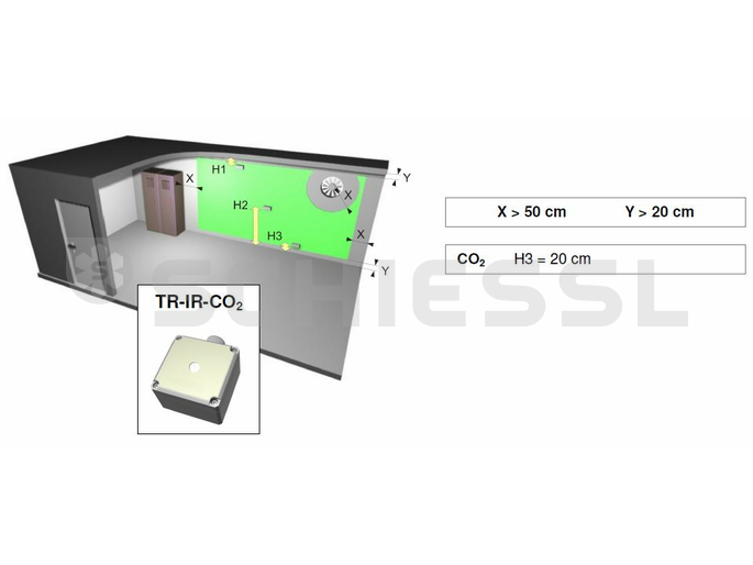 JCI gas transmitter f. CO2 TR-IR-CO2-10000: 4-20mA/0-10V, IP54