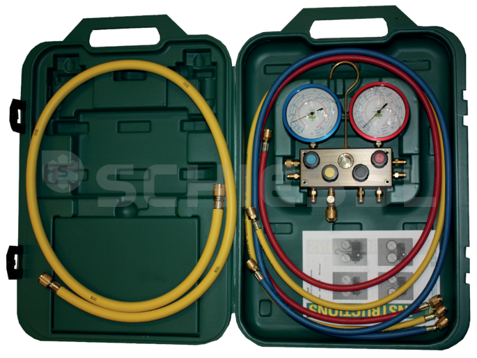 Refco 4-way electronic manifold in case M4-3-Deluxe-M-R134a