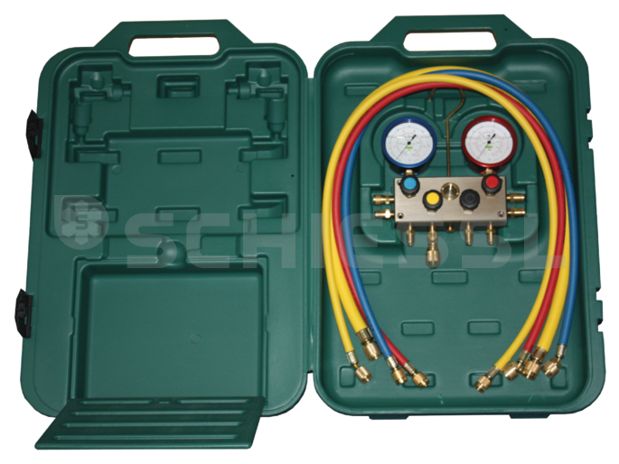 Refco 4-way electronic manifold in case M4-3-Deluxe-DS-R32/410A