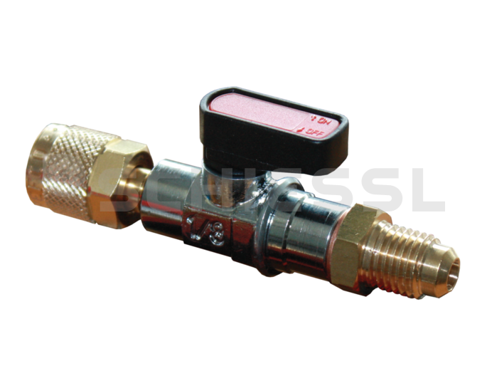 Refco ball valve for charging hoses CA-1/4''SAEx1/2''-20UNF-B blue