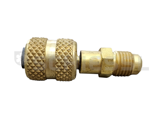 Quick coupling w. schrader valve straight 40560A  7/16"UNFx7/16"UNF