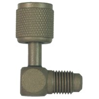 Quick coupling w. schrader valve 90° QC-E4-USA 7/16"UNFx3/16"SAE o/i bent