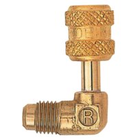 Quick coupling w. schrader valve 90° 40563A 7/16"UNFx7/16"UNF bent