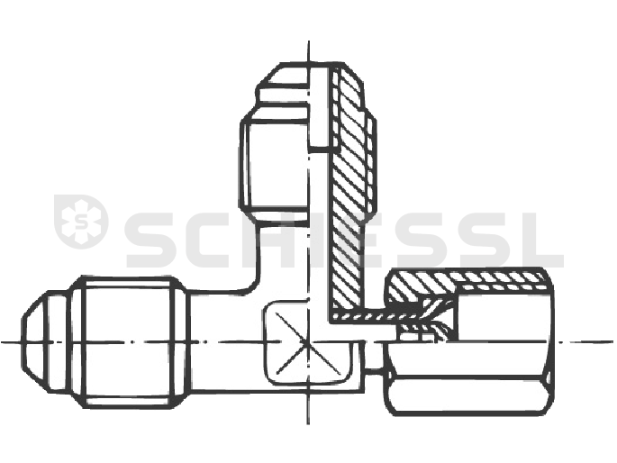 Schrader valve T-piece screw A-31851 7/16"UNF o x o x i with nut