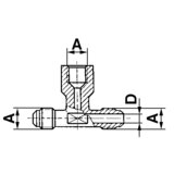 T-fitting with internal connection TI 7/16'’ UNFx7/16'’ UNFx7/16'’ UNF o/i/o