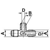 T-fitting reduced TKS 7/16'’ UNFx1/8''NPT