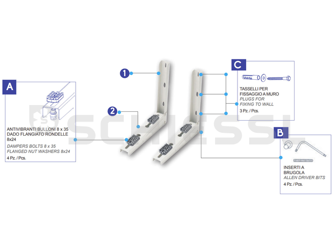 Tecnosystemi Wandkonsolensatz 210kg TSE 210 Standard
